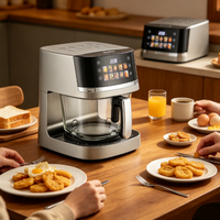 Friteuse à air entièrement vitrée avec écran tactile couleur 360° °   Appareil de cuisson de comptoir sans huile à circulation d'air chaud pour la cuisine domestique