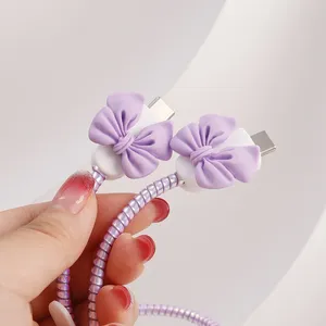 Pour <span class=keywords><strong>chargeur</strong></span> <span class=keywords><strong>iPhone</strong></span> 18W 20W 3D nœud papillon clair étui de protection USB <span class=keywords><strong>chargeur</strong></span> câble <span class=keywords><strong>enrouleur</strong></span> souple Silicone protecteur couverture Kit - Product Image 6