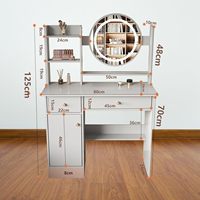 Meuble-lavabo blanc avec miroir éclairé par LED, table de maquillage avec 4 tiroirs, banc de rangement, coiffeuse pour chambre à coucher, blanc