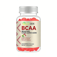 Gomitas de BCAA de Marca Privada, Logotipo Personalizado, OEM, ODM, Fábrica Directa, 60 Unidades, Sabor Frambuesa, Sin Azúcar, Veganas, Sin Gluten