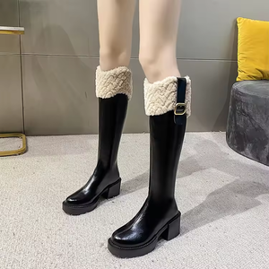 Factory Direct Wholesale <b>Woman</b> Winter <b>Boots</b> Leather Knee Length <b>Boots</b> Designer High Heel <b>Boots</b> Fashion <b>Women's</b> Shoes - Product Image 3