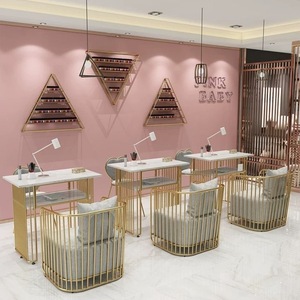 Modern Durable Commercial <b>Nail</b> Studio <b>Table</b> and Chair Set with Aluminum Metal Manicure <b>Table</b> - Product Image 3
