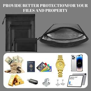 3-Pack Black Fireproof Waterproof <b>Document</b> <b>Bag</b> 2000℉ Money ID Social Security Card Protector Zipper Pouch Fire Proof - Product Image 6