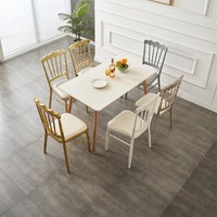 Chaises de salle à manger modernes et minimalistes de style château en fer avec dossiers pour restaurants, hôtels, banquets de mariage