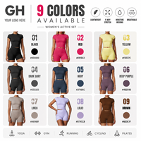 Ensemble d'entraînement 2 pièces sans dos pour femme grande taille GH, en Spandex/Nylon de haute qualité, col rond, short taille haute élastique et respirant