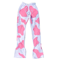 Pantalon de survêtement empilé personnalisé vache impression coton broderie Patch hiver survêtement empilé pantalons de survêtement hommes