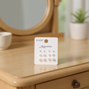 Orecchini a perla ILAN 6mm 8mm 10mm, accessori con borchie bianche - Product Image 2