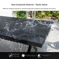 Ensemble moderne de haute qualité de 9 pièces en plastique et bois WPC, table à lattes et 8 chaises, mobilier de jardin résistant aux intempéries, villa, patio, cour
