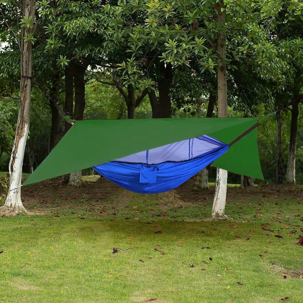 Гамак для кемпинга с чехлом от дождя и мухи, москитная сетка, ремни для деревьев-легкий гамак для путешествий