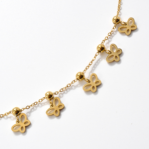 Collana a strati in acciaio inossidabile placcato oro 18 carati con <span class=keywords><strong>farfalla</strong></span> impermeabile senza appannamento per le donne - Product Image 3