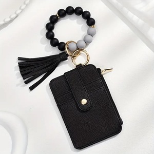 Nouveau Porte-clés Bracelet Perlé Femme Tendance 2026 <span class=keywords><strong>avec</strong></span> Franges en PU, Porte-cartes et Porte-monnaie en Silicone - Product Image 5