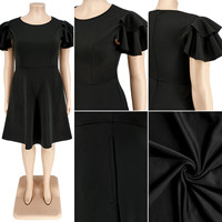 Y218211 Robes pour femmes les plus vendues, robes grande taille, couleur unie, à volants, manches courtes, robes élégantes en forme de A, robes de soirée