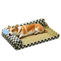 Ganzjahres-Hundebett aus PP-Baumwolle, rechteckig, abnehmbar, atmungsaktiv, waschbar, kühlende Sommermatte für kleine/mittlere Hunde und Katzen, für den Innenbereich
