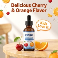 Complément alimentaire liquide de L-Lysine pour enfants OEM, saveur cerise-orange, favorise la croissance et le système immunitaire, sans gluten ni alcool