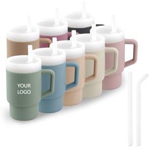 Gobelets en silicone personnalisés pour enfants avec paille, gobelets réutilisables pour bébés, gobelets pliables pour boire de l'eau pour enfants - Product Image 2