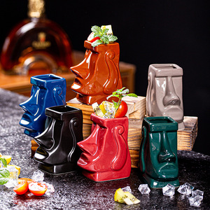 Taza <span class=keywords><strong>de</strong></span> cerámica creativa <span class=keywords><strong>de</strong></span> pequeño gigante Tiki, taza <span class=keywords><strong>de</strong></span> cóctel <span class=keywords><strong>de</strong></span> playa hawaiana, decoración <span class=keywords><strong>de</strong></span> Bar Tiki <span class=keywords><strong>de</strong></span> 100Ml para whisky, ron, vodka - Product Image 1