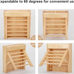 Porte-cravates mural en bois pour hommes, organisateur de cravates, support de rangement pour chambre à coucher, sans perçage, finition hêtre, forme rectangulaire - Product Image 5
