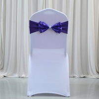 Décoration de chaise en satin élastique double couche de style minimaliste moderne pour mariage, événement, hôtel