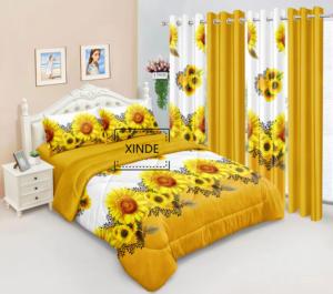 अफ्रीका शैली दिलासा बिस्तर सेट के साथ मिलान पर्दे कपास देनेवाला सेट - Product Image 1