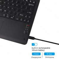 Tablet Keyboard Portabel Bluetooth, Dudukan Sentuh Nirkabel dengan Casing Kulit Ringan 7 9 10 Inci untuk iPad iPhone