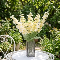 Bouquet de fleurs artificielles suspendues en tissu de soie, Delphinium floqué à 14 couleurs, 2 branches, longue durée de vie, idéal pour les remises de diplômes