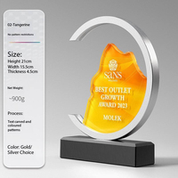 Trophée de Cristal Créatif en Métal en Forme de Montagne, Trophée Sportif Moderne Rond Personnalisé avec Socle