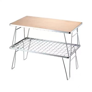 Portable Stainless Steel Folding Table Rectangular Outdoor Camping Barbecue Picnic Multi Functional Mesh Top Leg Base - Product Image 1