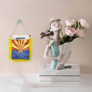 Custom Arizona State Satin Pennant Flag Car Mini Flag <b>Banner</b> With Yellow Tassels - Product Image 2