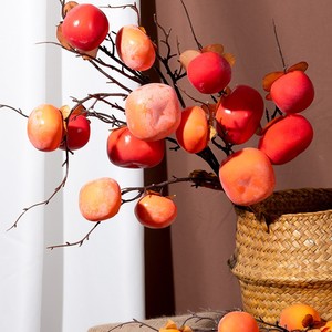 Branches de fruits de kaki artificiels, décorations florales en soie pour la maison, le salon et les festivals - Product Image 5