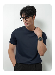 Camiseta de Manga Corta para Hombre de Algodón Pima de Alta Gama, 100 Unidades; Camiseta de Cuello Redondo de Color Sólido, de Algodón Mercerizado, Fresca y de Secado Rápido - Product Image 6