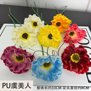 ช่อดอกป๊อปปี้ประดิษฐ์ Jinxi ดอกไม้ผ้าไหมสำหรับตกแต่งงานแต่งงาน สีเหลือง แดง ส้ม - Product Image 5