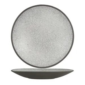 Platos nórdicos de cerámica gris, platos de porcelana de Color de avena, placa de cerámica de nuevo diseño