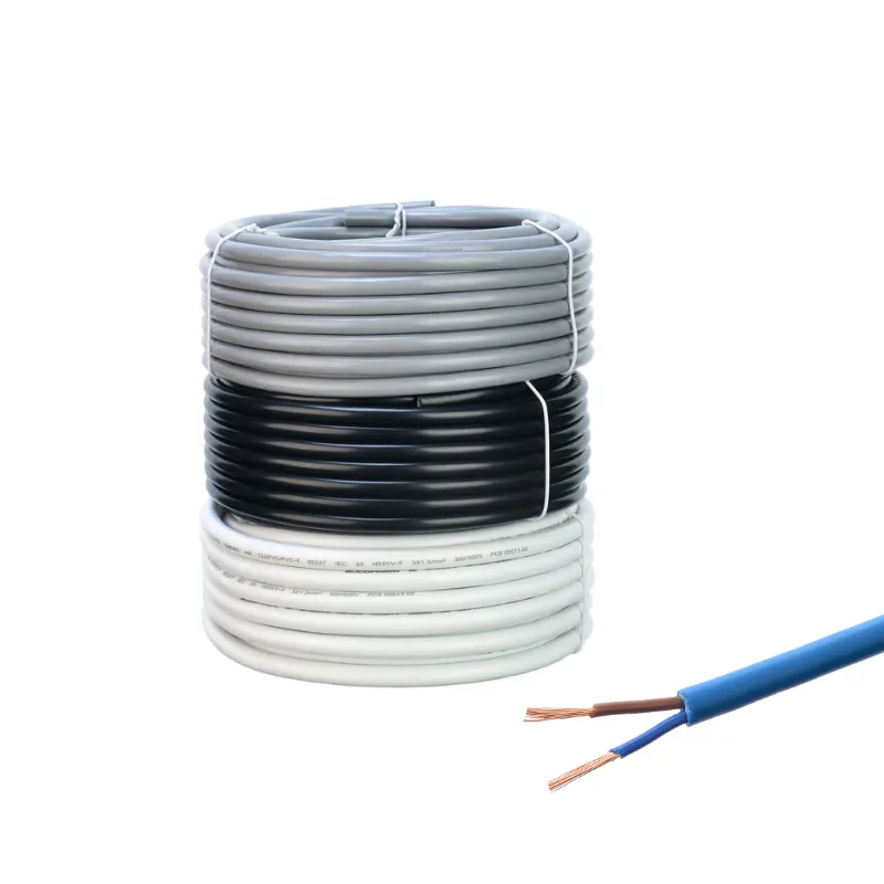 Multicore 0.75mm rvv cable 2 3 4 cores flexible copper products with pvc insulated power cable 300/500v sheathed wire