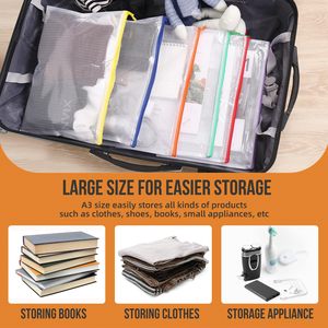 Câu đố lưu trữ dây kéo túi A3 A4 A5 17x12 inch Túi PVC tập tin túi lớn tái sử dụng dây kéo túi lưới cho tổ chức - Product Image 5