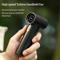 Mini ventilateur de poche portable USB rechargeable, turbo électrique haute vitesse, affichage numérique, ventilateur sans pales pour voiture et extérieur
