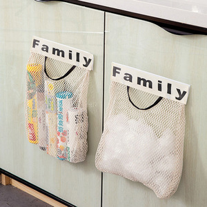<b>Kitchen</b> Wall Mounted Mesh Storage Bag For Sundries Rectangle With Velcro Family <b>Label</b> Design - Product Image 4
