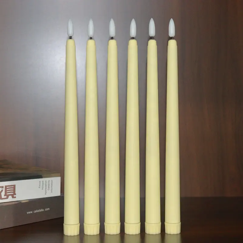 Candele coniche elettroniche senza fiamma bastoncini di candela a LED bianchi lunghi in plastica per la decorazione delle vacanze