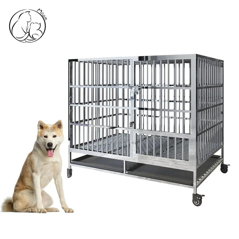 Misam आपूर्तिकर्ताओं उच्च गुणवत्ता स्टेनलेस स्टील तार के साथ भारी शुल्क बड़े कुत्ते के पिंजरे ट्रे Kennel