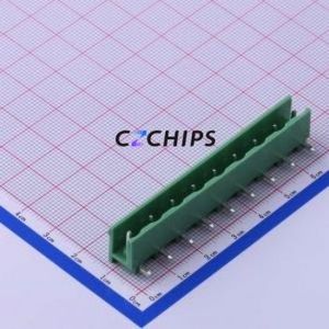 KF2EDGR-7.62-9P Plug-in Terminal Block Bent Lead Through Hole,P=7.62mm Connector Board-to-Board / Socket Open 1x9P 7.62mm Green - Product Image 1