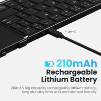 Keyboard Lipat Nirkabel dengan Touchpad, Portabel, Dapat Diisi Ulang, Ultra Tipis, Mendukung 3 Perangkat