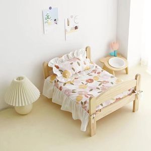 Solid Wood Pet <b>Bed</b> Rectangle Washable Cat <b>Bed</b> Faux Fur Fill Floor Standing For Cat - Product Image 2