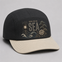 Casquette de baseball personnalisée avec broderie Old English, 5 panneaux, visière incurvée, style Dad Hat, streetwear urbain West Coast, vente en gros, faible MOQ