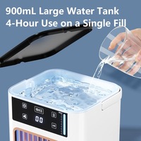 Nouveau ventilateur d'air froid silencieux à double pulvérisation avec affichage numérique et réservoir de 900ml avec poignée et veilleuse atmosphérique colorée