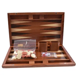 11-19 Inch Houten Backgammon Luxe Schaakset Opvouwbaar Groot Backgammon Bord Handgemaakt Professioneel Schaakfamilie Tafelspel Cadeau