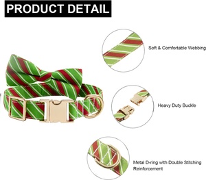 Stock Santa Navidad perro Collar pajarita conjuntos hebilla de Metal accesorios para mascotas al por mayor tema festivo Plaid perro Collar - Product Image 3