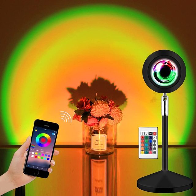 Sunset Lamp Projection Sunlight Music Sync Color Changing RGB LED App Remote Control Aluminum Romantic Night Lamp