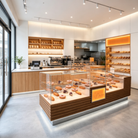 Luxuriöse LED-Bäckereivitrine mit Warmem Licht, Multifunktionale Konditorei-Auslage, Umweltfreundlich, Hochwertig, Kommerziell und Schlüsselfertig