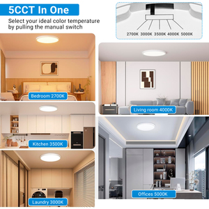 Plafonnier <span class=keywords><strong>LED</strong></span> encastré noir et blanc 9, 12, 15 pouces, 3 CCT avec détecteur de mouvement, parmi les plus vendus - Product Image 4