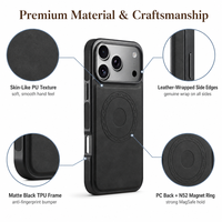 Étui de téléphone magnétique effet cuir PU N52 avec recharge sans fil, coque noire mate en TPU et cadre PC pour la vente en gros