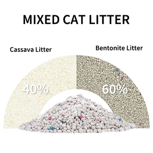 Litière mixte pour animaux de compagnie : 40% Cassava, 60% Bentonite, Agglomération rapide, Granulés durs, Absorption des odeurs, Usage domestique multiple - Product Image 2